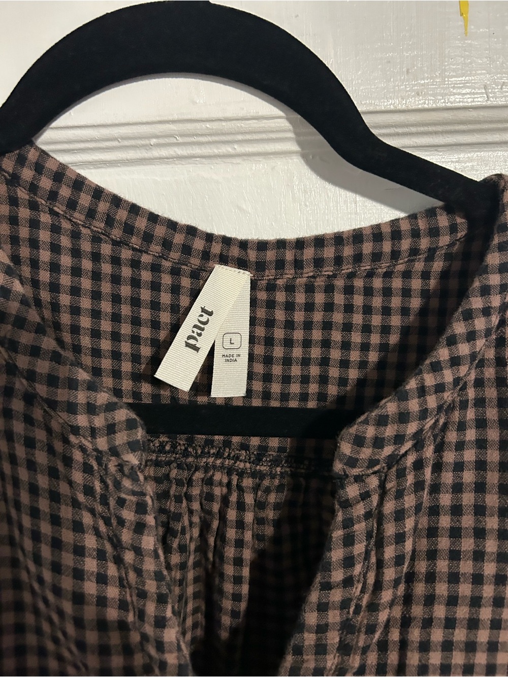 Pact Brown Check Henley Cami - Picture 2 of 4